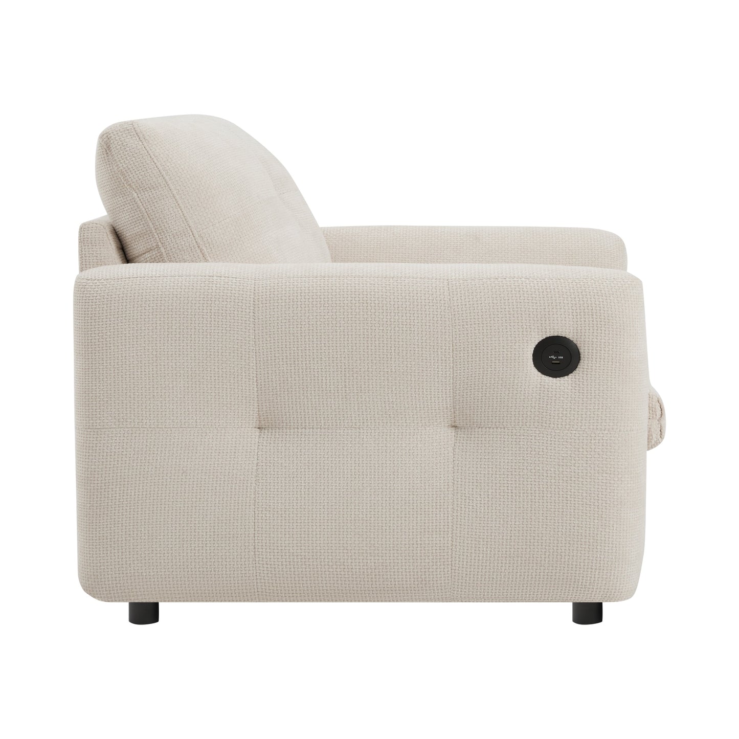 Poltrona con seduta larga 42 pollici, caricabatterie a doppia porta e design con tirante imbottito di Harper&amp;Bright Designs