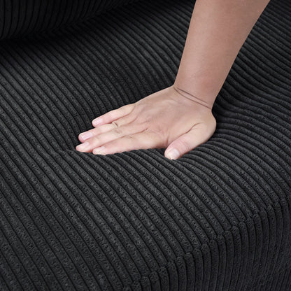 Divano letto matrimoniale in velluto a coste da 47,2 pollici con materasso pieghevole, tavolino laterale, porte USB e tasca portaoggetti