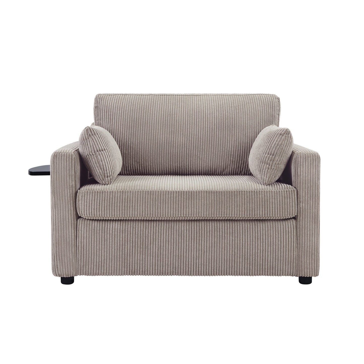 Divano letto matrimoniale in velluto a coste da 47,2 pollici con materasso pieghevole, tavolino laterale, porte USB e tasca portaoggetti