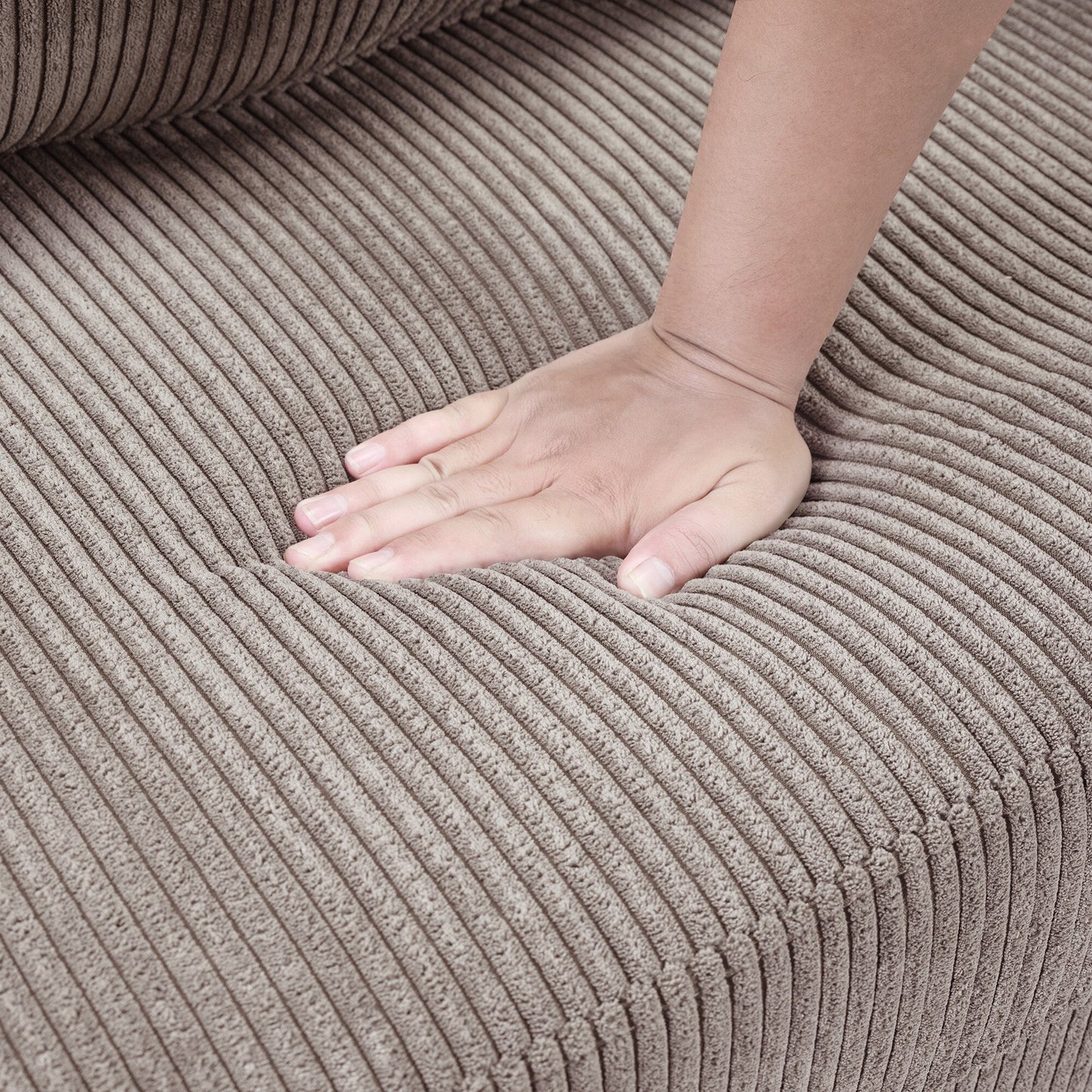 Divano letto matrimoniale in velluto a coste da 47,2 pollici con materasso pieghevole, tavolino laterale, porte USB e tasca portaoggetti