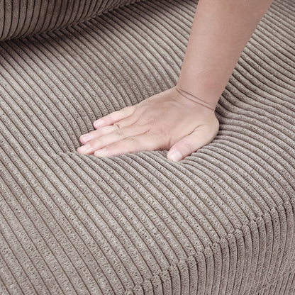 Divano letto matrimoniale in velluto a coste da 47,2 pollici con materasso pieghevole, tavolino laterale, porte USB e tasca portaoggetti