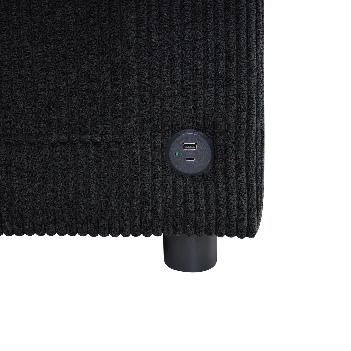 Divano letto matrimoniale in velluto a coste da 47,2 pollici con materasso pieghevole, tavolino laterale, porte USB e tasca portaoggetti