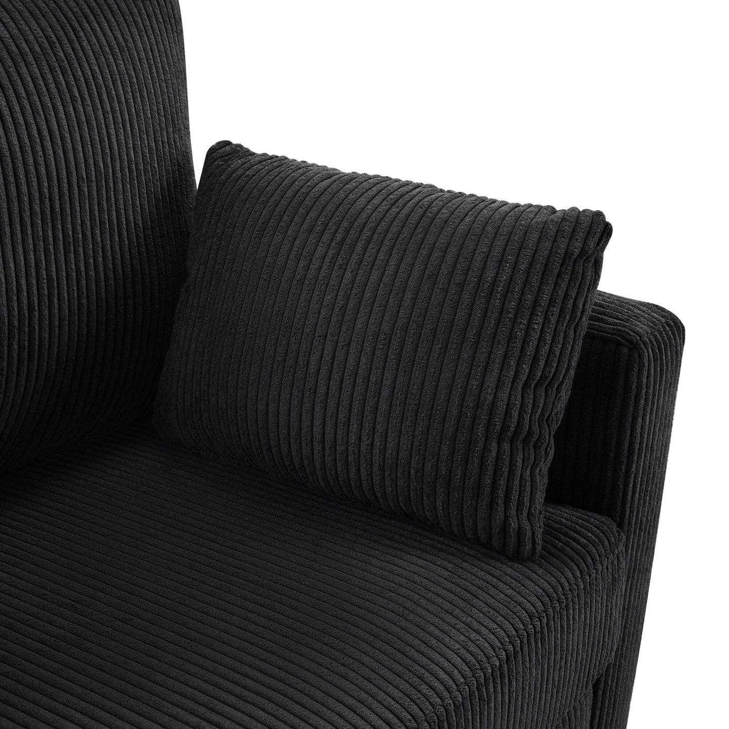 Divano letto matrimoniale in velluto a coste da 47,2 pollici con materasso pieghevole, tavolino laterale, porte USB e tasca portaoggetti