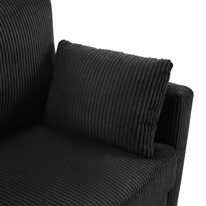 Divano letto matrimoniale in velluto a coste da 47,2 pollici con materasso pieghevole, tavolino laterale, porte USB e tasca portaoggetti