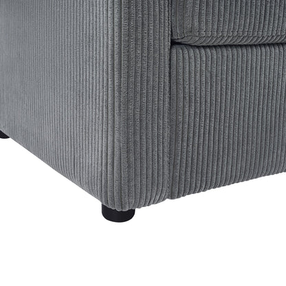 Divano letto matrimoniale in velluto a coste da 47,2 pollici con materasso pieghevole, tavolino laterale, porte USB e tasca portaoggetti