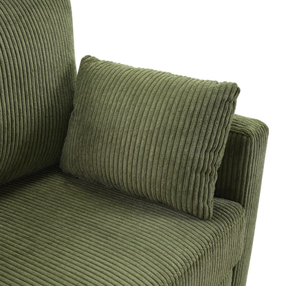 Divano letto matrimoniale in velluto a coste da 47,2 pollici con materasso pieghevole, tavolino laterale, porte USB e tasca portaoggetti