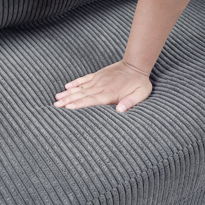 Divano letto matrimoniale in velluto a coste da 47,2 pollici con materasso pieghevole, tavolino laterale, porte USB e tasca portaoggetti