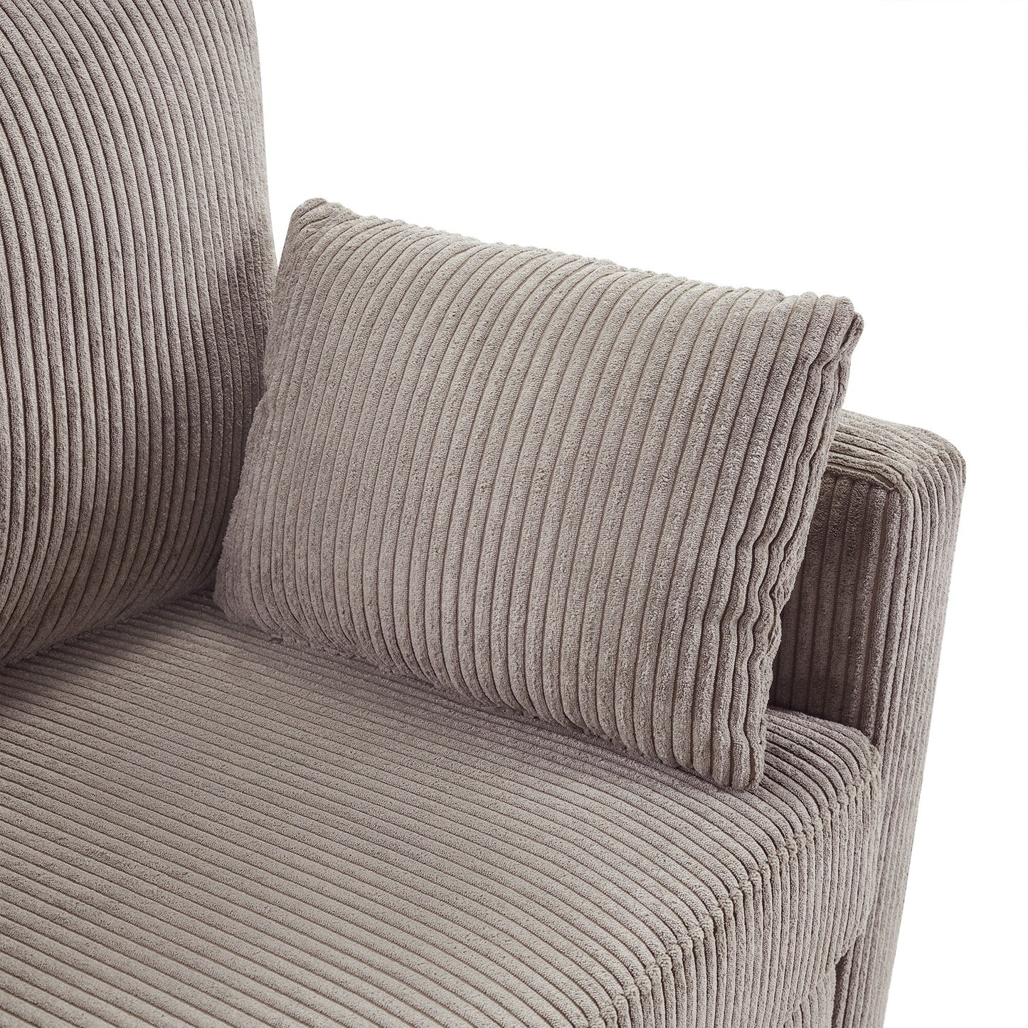 Divano letto matrimoniale in velluto a coste da 47,2 pollici con materasso pieghevole, tavolino laterale, porte USB e tasca portaoggetti