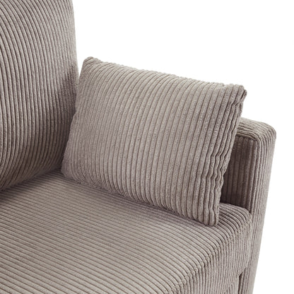 Divano letto matrimoniale in velluto a coste da 47,2 pollici con materasso pieghevole, tavolino laterale, porte USB e tasca portaoggetti