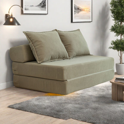 Divano letto a 2 posti in velluto a coste da 47,63 pollici con cuscino, materasso da pavimento, divano da pavimento con schienale per soggiorno