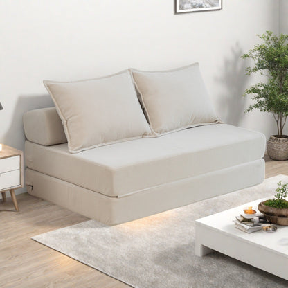 Divano letto a 2 posti in velluto a coste da 47,63 pollici con cuscino, materasso da pavimento, divano da pavimento con schienale per soggiorno