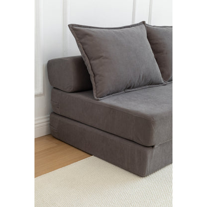 Divano letto a 2 posti in velluto a coste da 47,63 pollici con cuscino, materasso da pavimento, divano da pavimento con schienale per soggiorno