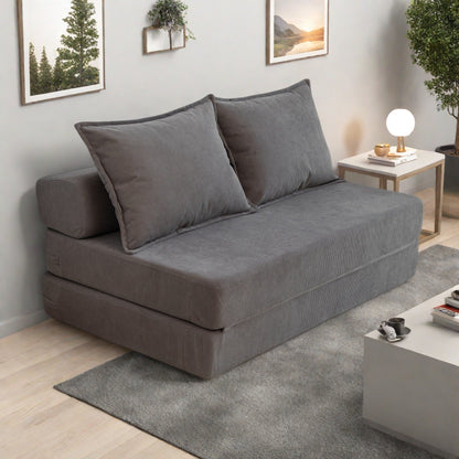 Divano letto a 2 posti in velluto a coste da 47,63 pollici con cuscino, materasso da pavimento, divano da pavimento con schienale per soggiorno