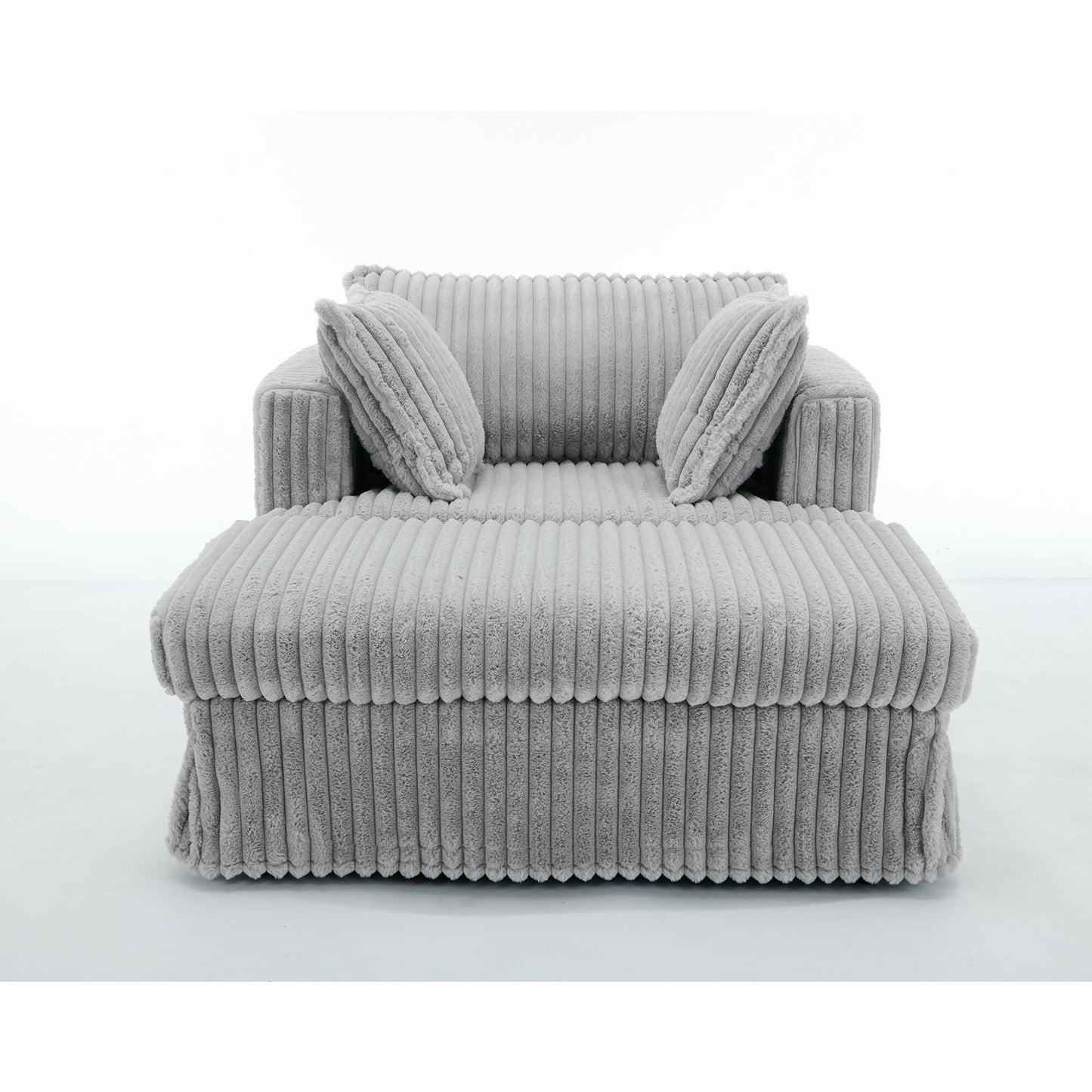 47.7 Chaise Longue oversize in velluto a coste con pouf