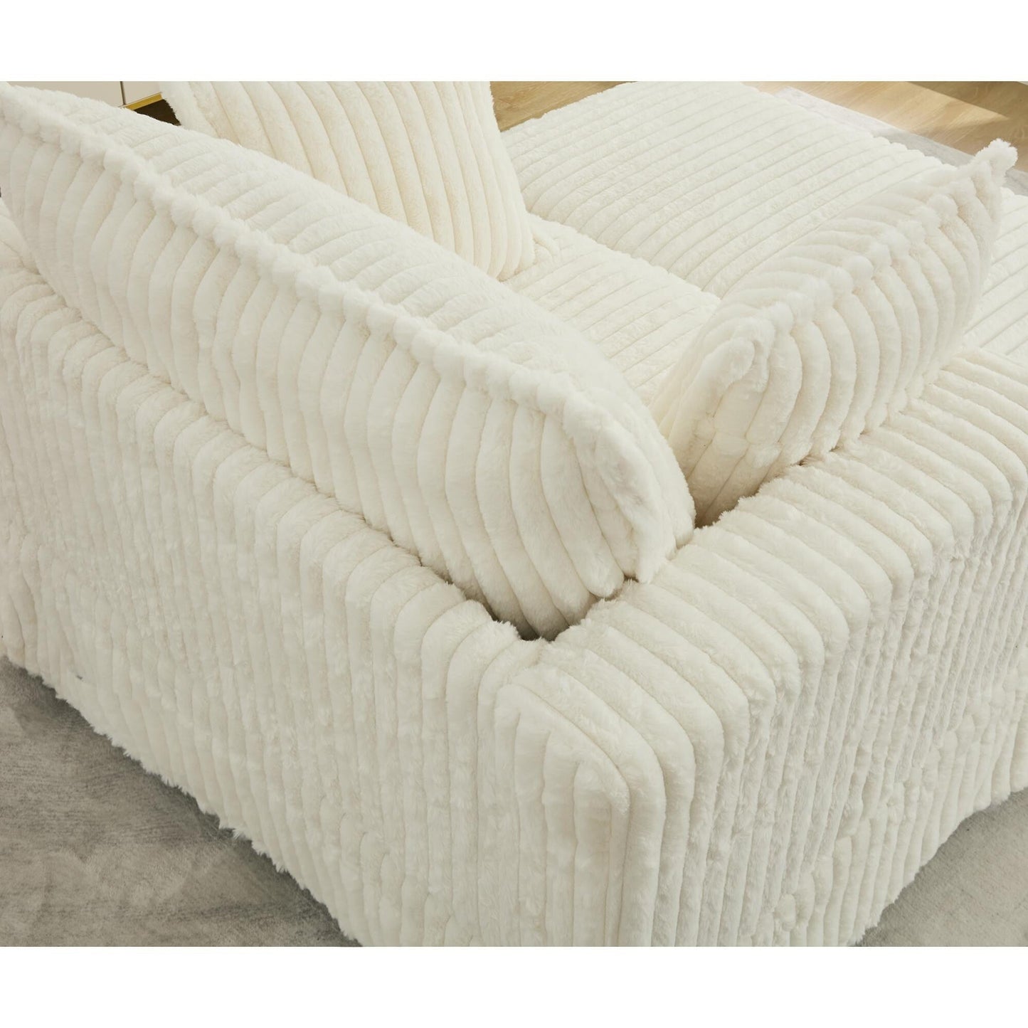 47.7 Chaise Longue oversize in velluto a coste con pouf