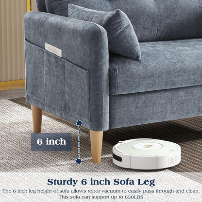 Divano a due posti in ciniglia 47 - Divano piccolo con fodera e cuscino sfoderabili, perfetto per appartamento/dormitorio