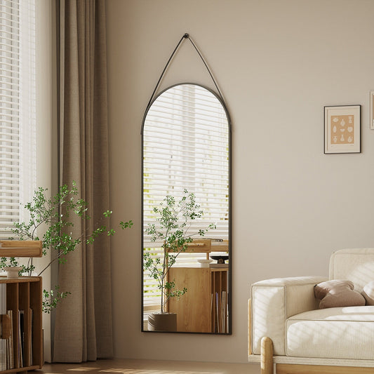 Specchio da parete a figura intera 48 x 16 con cinturino in pelle