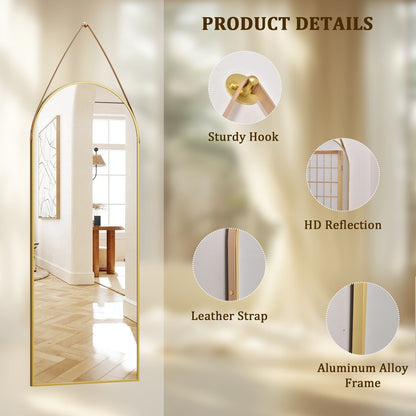 Specchio da parete a figura intera 48 x 16 con cinturino in pelle