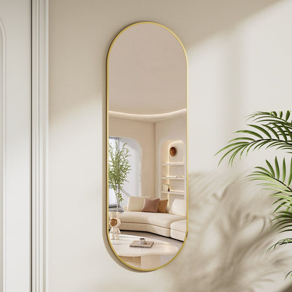 Specchio da parete a figura intera 48 x 16 con cinturino in pelle