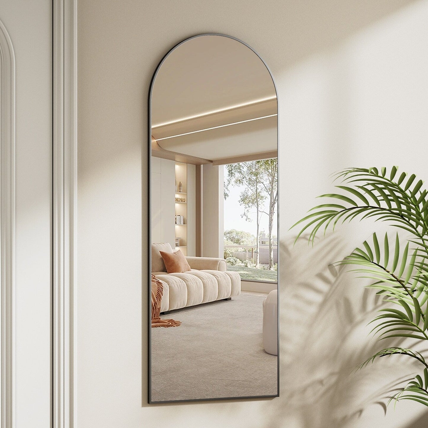 Specchio da parete a figura intera 48 x 16 con cinturino in pelle