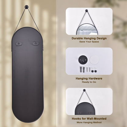 Specchio da parete a figura intera 48 x 16 con cinturino in pelle