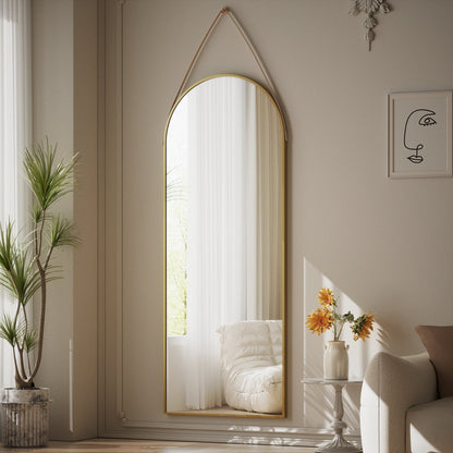 Specchio da parete a figura intera 48 x 16 con cinturino in pelle