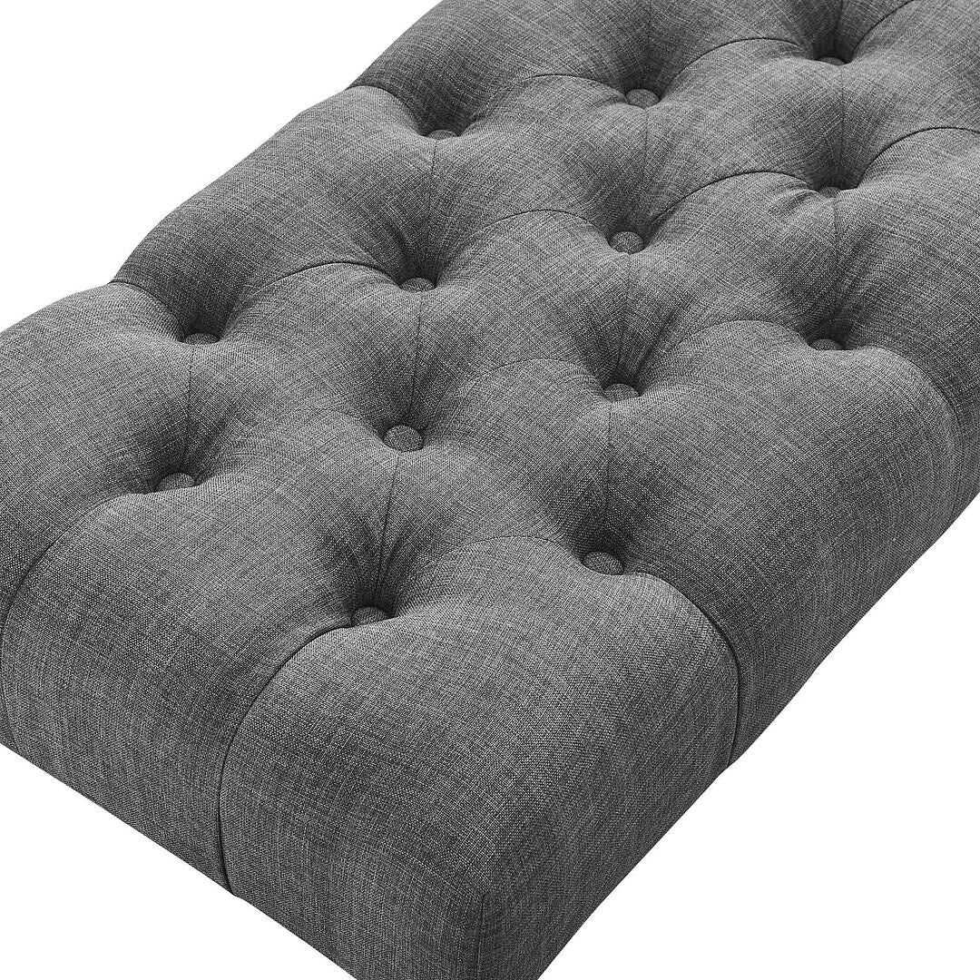 Panca da pranzo moderna con gambe tornite e trapuntate in tessuto 48x16x19,5 pollici - 48x16x19,5 pollici