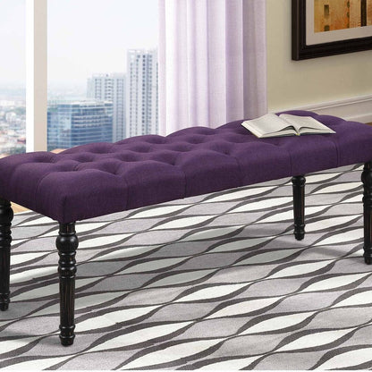 Panca da pranzo moderna con gambe tornite e trapuntate in tessuto 48x16x19,5 pollici - 48x16x19,5 pollici