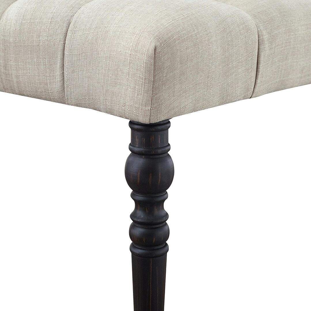 Panca da pranzo moderna con gambe tornite e trapuntate in tessuto 48x16x19,5 pollici - 48x16x19,5 pollici