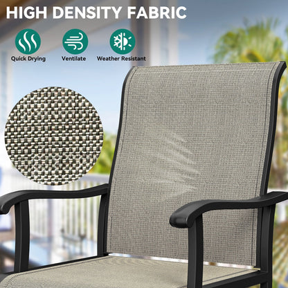 Set da pranzo per esterni 5/7/9 pezzi con sedie girevoli in textilene da 28 W, tavolo