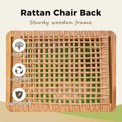 MAISON ARTS Set da pranzo per esterni in legno di acacia da 5/7/9 pezzi, tavolo in legno di teak e sedie da pranzo con seduta e schienale in vimini