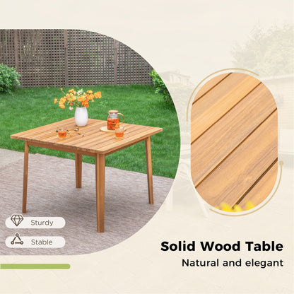 MAISON ARTS Set da pranzo per esterni in legno di acacia da 5/7/9 pezzi, tavolo in legno di teak e sedie da pranzo con seduta e schienale in vimini