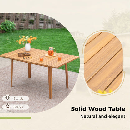 MAISON ARTS Set da pranzo per esterni in legno di acacia da 5/7/9 pezzi, tavolo in legno di teak e sedie da pranzo con seduta e schienale in vimini