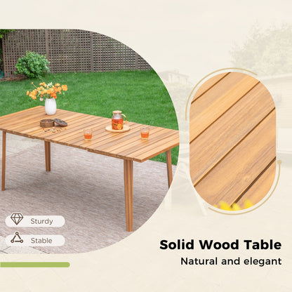 MAISON ARTS Set da pranzo per esterni in legno di acacia da 5/7/9 pezzi, tavolo in legno di teak e sedie da pranzo con seduta e schienale in vimini