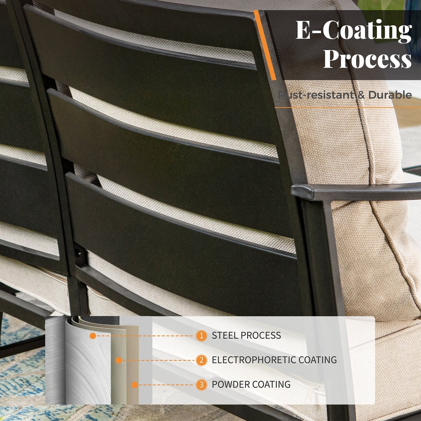 MAISON ARTS Set da conversazione per patio da 5/7/9 posti, set di divani da esterno con poltrone singole, divano a 3 posti, pouf e tavolino da caffè