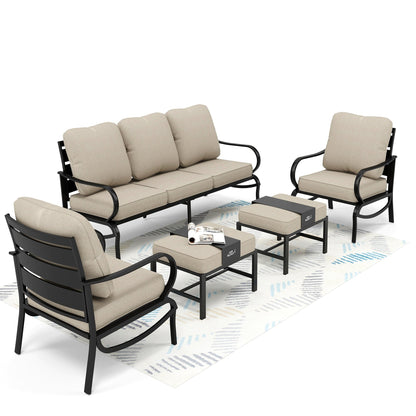 MAISON ARTS Set da conversazione per patio da 5/7/9 posti, set di divani da esterno con poltrone singole, divano a 3 posti, pouf e tavolino da caffè