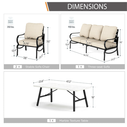 MAISON ARTS Set da conversazione per patio da 5/7/9 posti, set di divani da esterno con poltrone singole, divano a 3 posti, pouf e tavolino da caffè