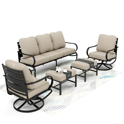 MAISON ARTS Set da conversazione per patio da 5/7/9 posti, set di divani da esterno con poltrone singole, divano a 3 posti, pouf e tavolino da caffè