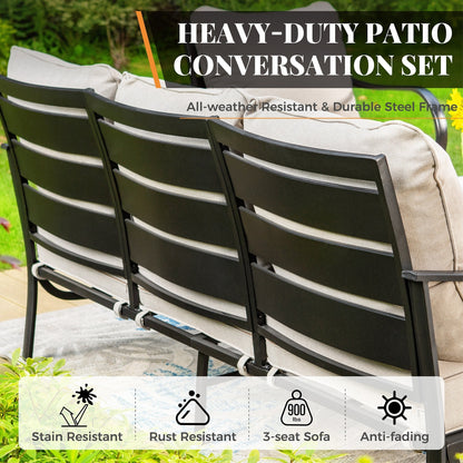 MAISON ARTS Set da conversazione per patio da 5/7/9 posti, set di divani da esterno con poltrone singole, divano a 3 posti, pouf e tavolino da caffè