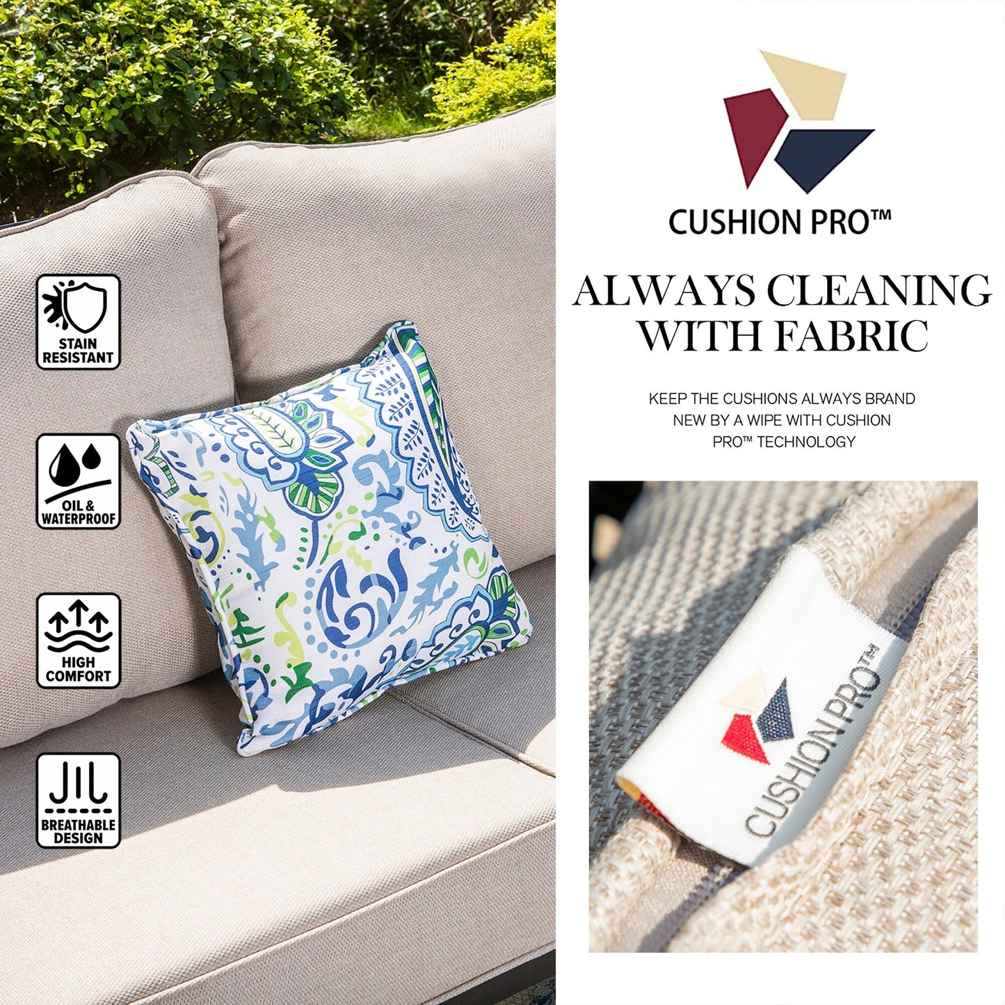 MAISON ARTS Set da conversazione per patio da 5/7/9 posti, set di divani da esterno con poltrone singole, divano a 3 posti, pouf e tavolino da caffè