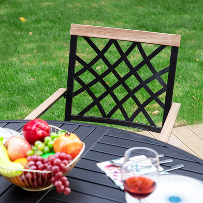 MAISON ARTS Set da pranzo per patio da 5/7 pezzi, 1 tavolo in metallo con 4/6 sedie da pranzo girevoli in metallo