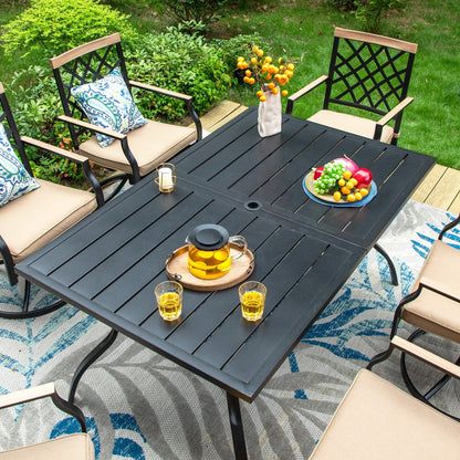 MAISON ARTS Set da pranzo per patio da 5/7 pezzi, 1 tavolo in metallo con 4/6 sedie da pranzo girevoli in metallo