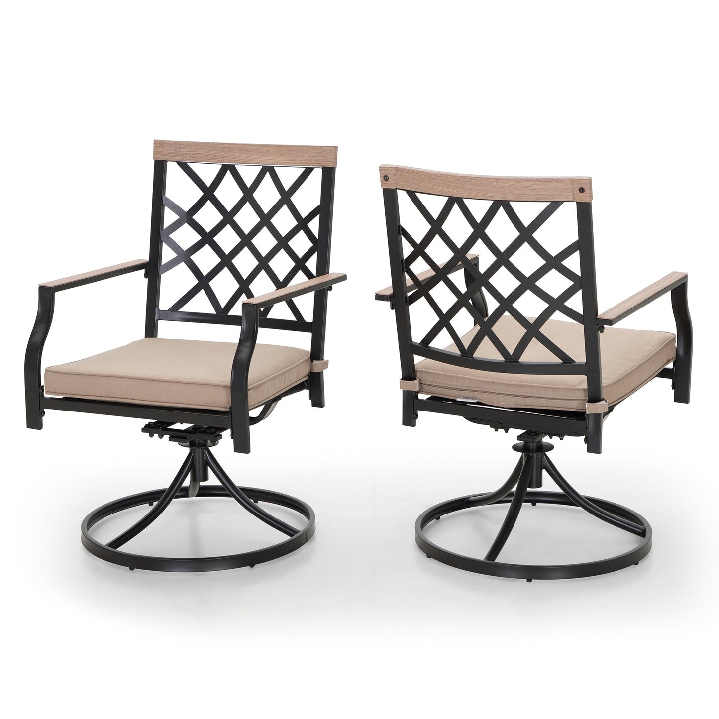 MAISON ARTS Set da pranzo per patio da 5/7 pezzi, 1 tavolo in metallo con 4/6 sedie da pranzo girevoli in metallo