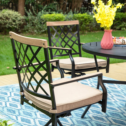 MAISON ARTS Set da pranzo per patio da 5/7 pezzi, 1 tavolo in metallo con 4/6 sedie da pranzo girevoli in metallo