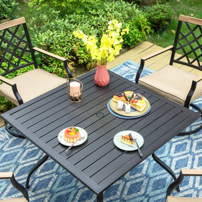 MAISON ARTS Set da pranzo per patio da 5/7 pezzi, 1 tavolo in metallo con 4/6 sedie da pranzo girevoli in metallo