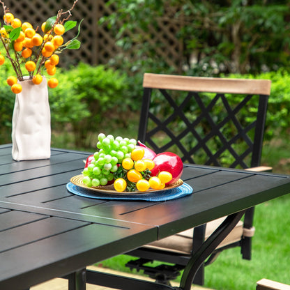 MAISON ARTS Set da pranzo per patio da 5/7 pezzi, 1 tavolo in metallo con 4/6 sedie da pranzo girevoli in metallo