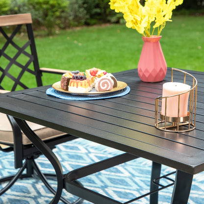 MAISON ARTS Set da pranzo per patio da 5/7 pezzi, 1 tavolo in metallo con 4/6 sedie da pranzo girevoli in metallo