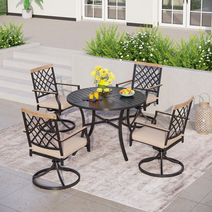 MAISON ARTS Set da pranzo per patio da 5/7 pezzi, 1 tavolo in metallo con 4/6 sedie da pranzo girevoli in metallo