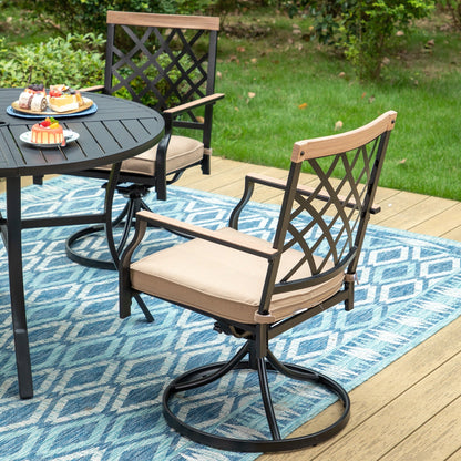 MAISON ARTS Set da pranzo per patio da 5/7 pezzi, 1 tavolo in metallo con 4/6 sedie da pranzo girevoli in metallo