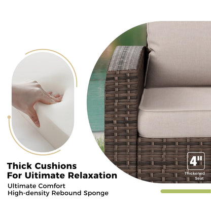 Divano componibile da esterno in vimini e rattan, 5/9 posti, set da conversazione di grandi dimensioni